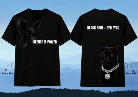 Black Soul Red Eyes – Silent Power Graphic T-Shirt